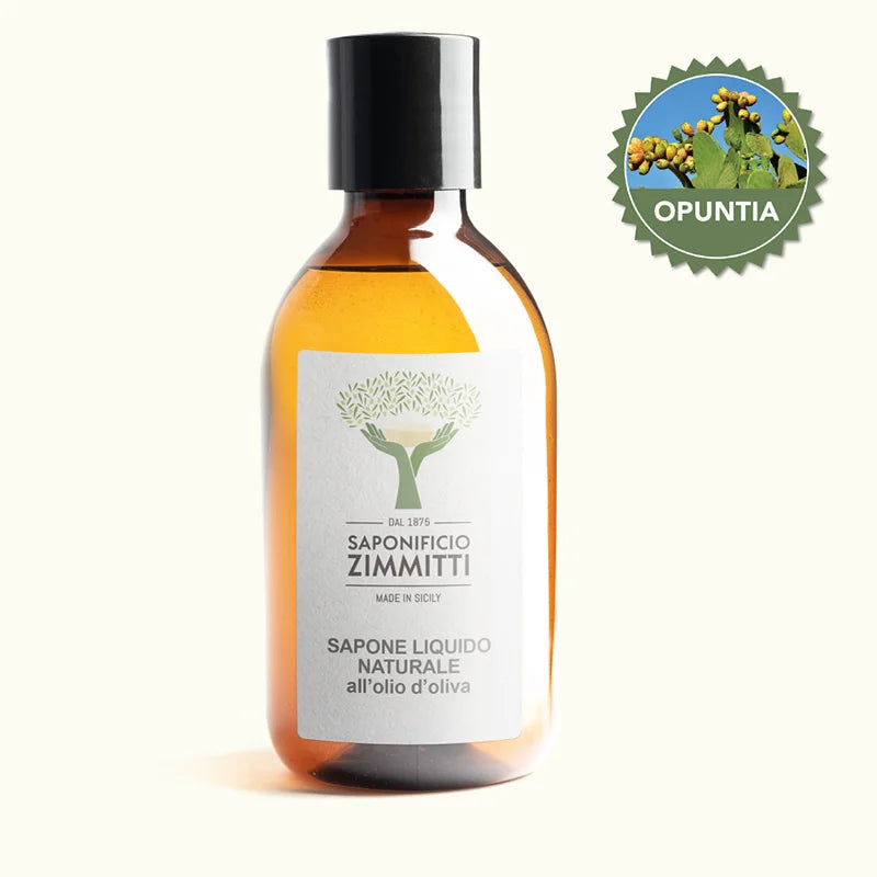 Sapone liquido naturale all'olio d'oliva e opuntia. Prodotto artigianale realizzato con olio d'oliva puro al 100%.